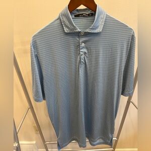 RLX Ralph Lauren Sport Golf Light Blue Striped Polo Shirt size medium